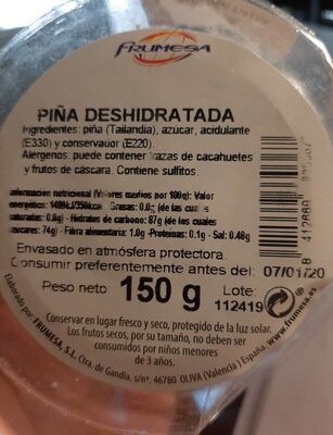 Piña deshidratada