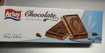 Galleta con tableta de chocolate con leche front packaging