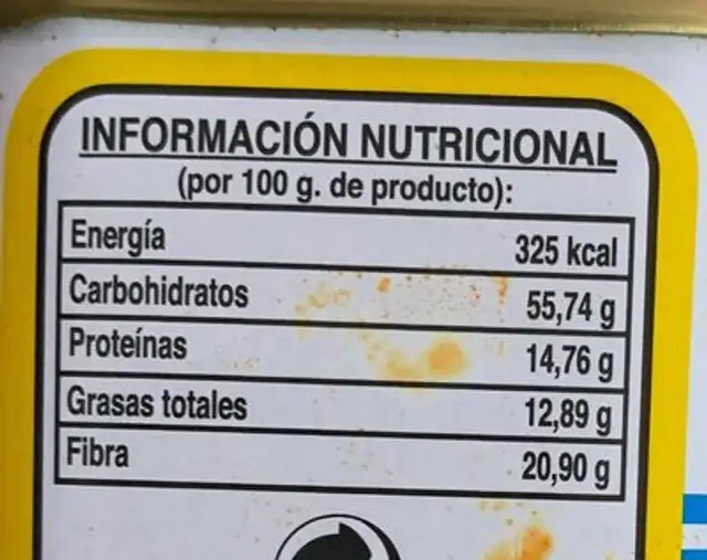 Pimenton dulce nutrition facts table