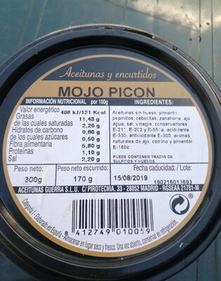 Aceitunas y encurtidos mojo picón