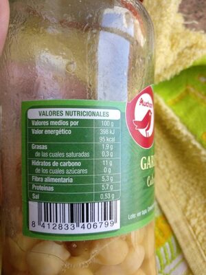 Garbanzos nutrition facts table