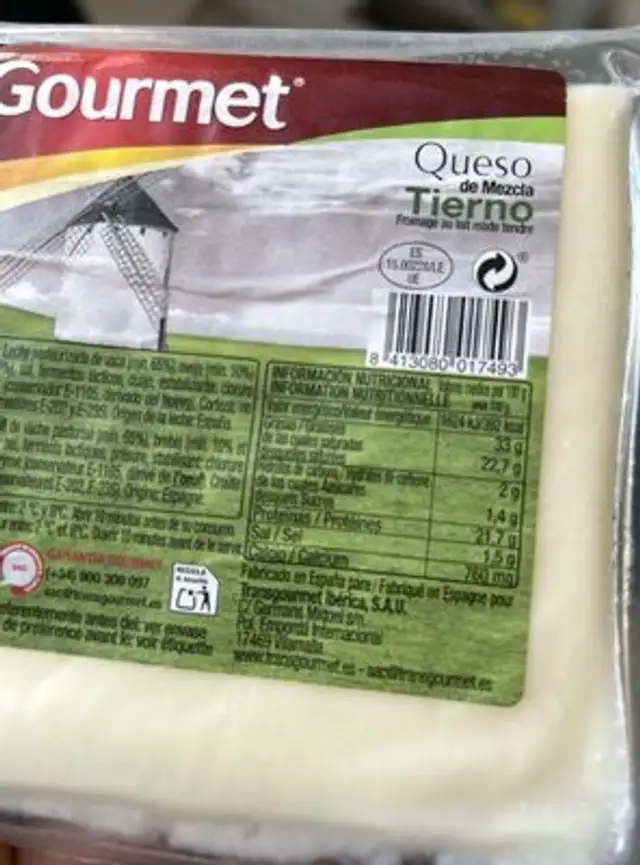 queso tierno cuña nutrition facts table