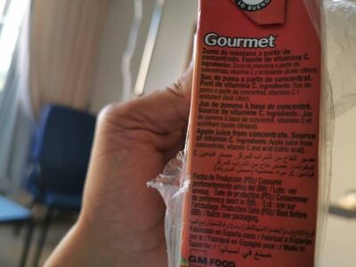 Zumo de manzana ingredients label