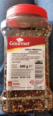Cinco pimientas front packaging