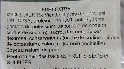 Fuetec ingredients label