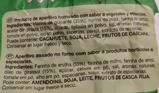 Smart’s ingredients label