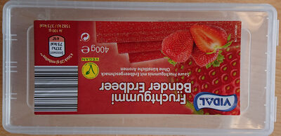 Fruchtgummi Bänder Erdbeer front packaging