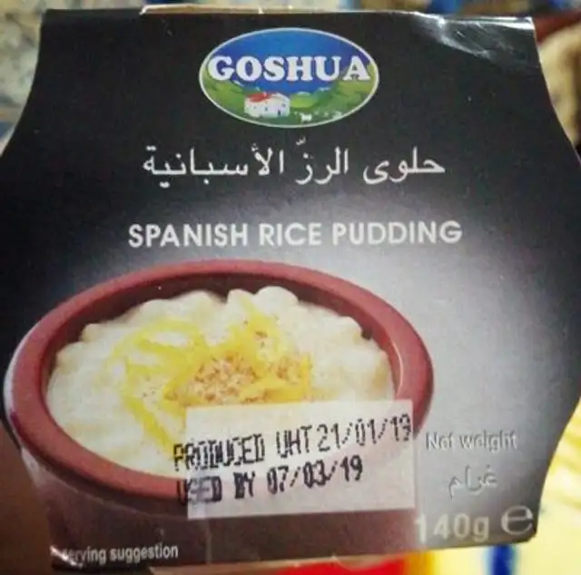 Spanish rice pudding front packaging