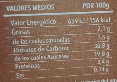 Arroz con leche con caramelo nutrition facts table