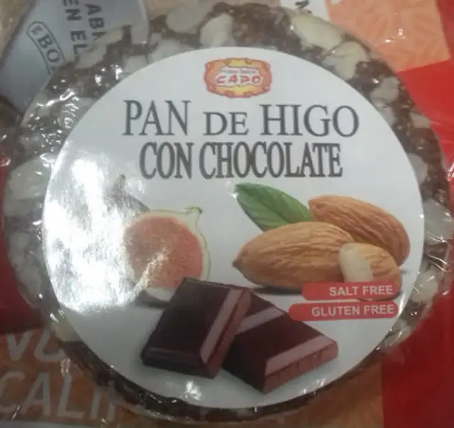 Pan de higo con chocolate front packaging