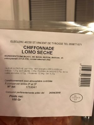Chiffonnade lomo séché
