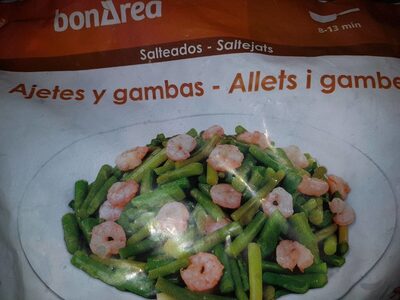Salteado de ajetes y gambas