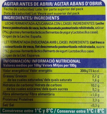 Lcasei nutrition facts table