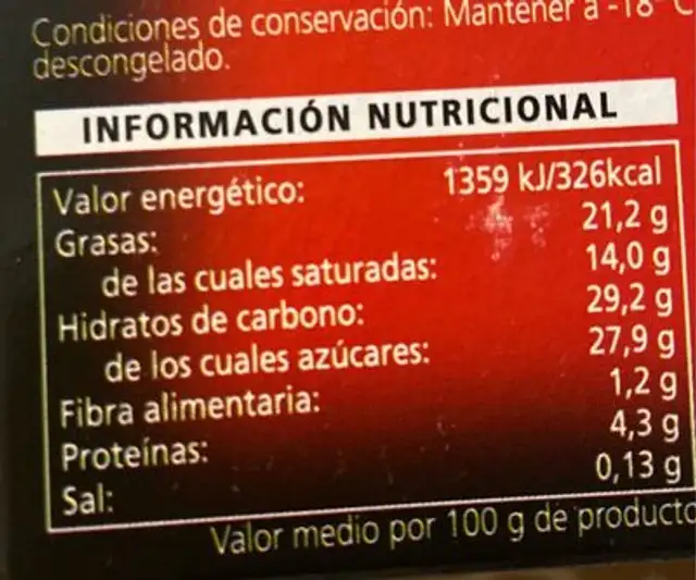 Mini bombon nutrition facts table