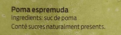 Manzana exprimida 100 zumo ingredients label