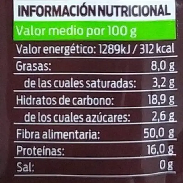 Café natural nutrition facts table
