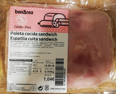 Paleta cocida sándwich (Cerdo)