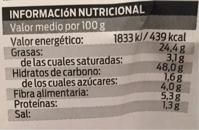 Magdalenas sin lactosa nutrition facts table