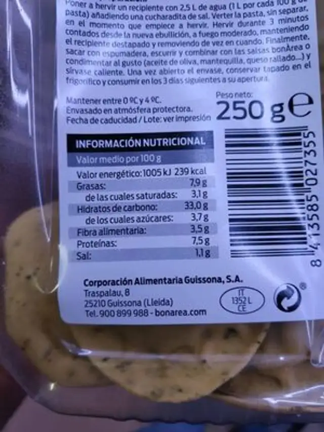 Pasta gresca italiana nutrition facts table