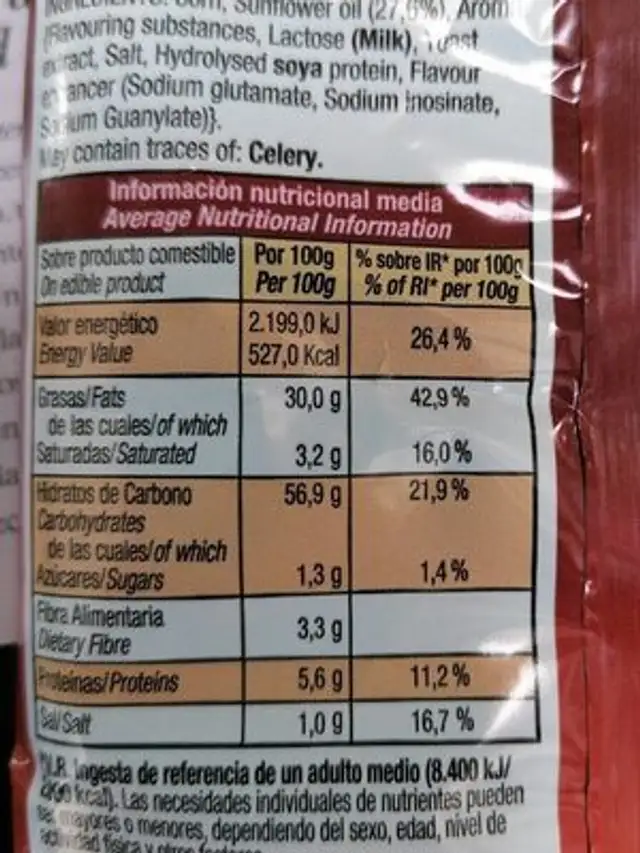 Fritos FACUNDO sabor barbacoa nutrition facts table