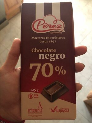 Chocolate negro 70% front packaging