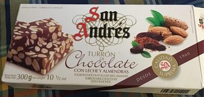 Turron de Chocolate con leche y almendras