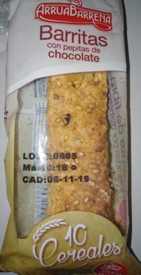 Barritas con pepitas de chocolate