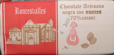 Chocolate artesano negro con nueces 70% cacao