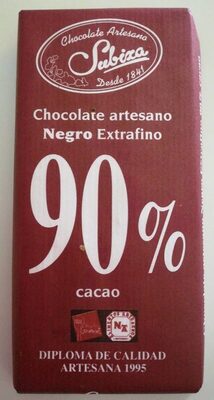 Chocolate artesano extrafino negro 90% front packaging