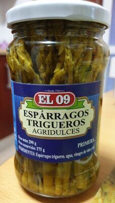 Espárragos trigueros agridulces front packaging