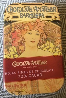 Hojas finas de chocolate 70% cacao