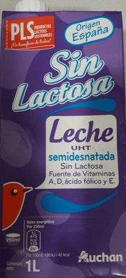 Leche semi desnatada sin lactosa
