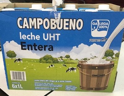 Leche entera front packaging