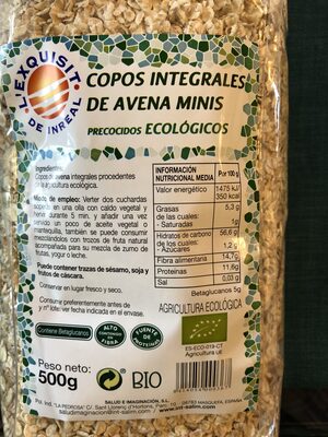 Copos integrales de Avena mini front packaging