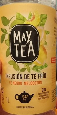 Refresco de infusión de té negro y melocotón bajo calorías front packaging