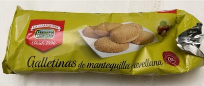 Galletas de mantequilla y avellana front packaging