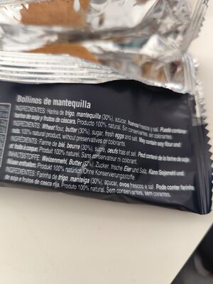 Bollinos de mantequilla ingredients label