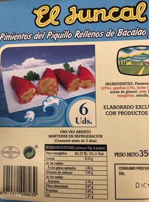 Pimientos del piquillo rellenos de bacalao y gambas