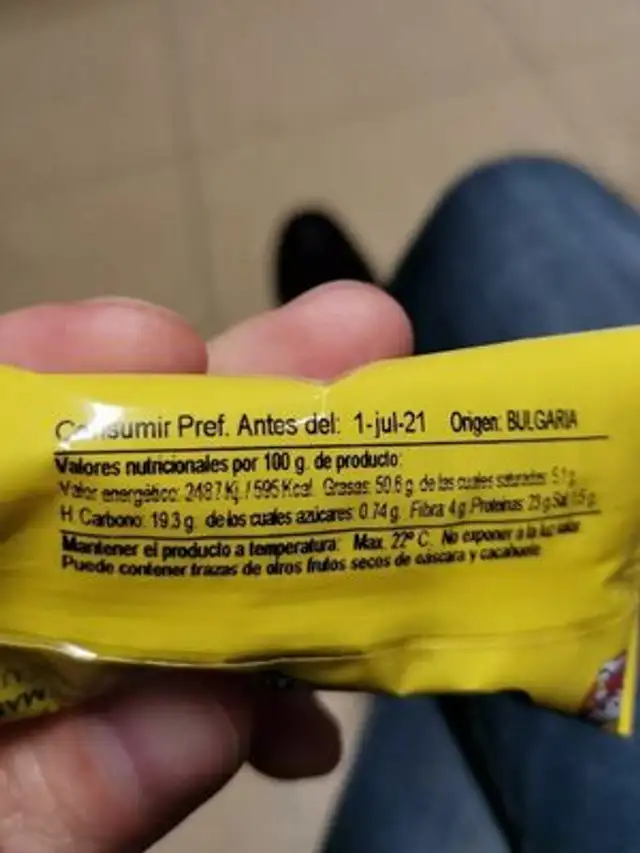 Pipas peladas nutrition facts table
