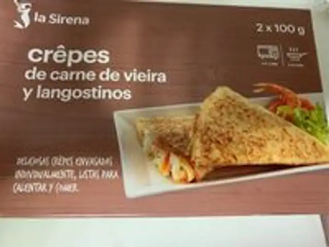 Crepes de carne de vieira y langostino