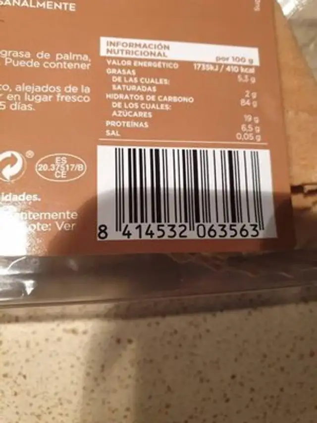 Abanicos de galleta nutrition facts table
