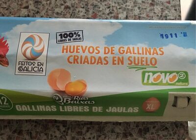 Huevos de gallinas criadas en suelo front packaging