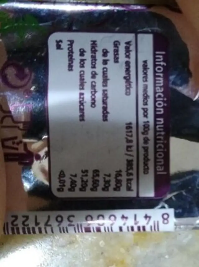 Turrolate de almendra nutrition facts table