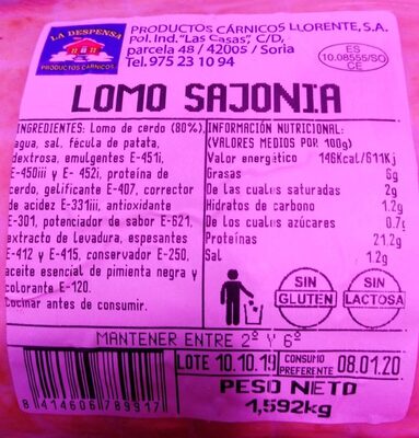 Lomo sajonia front packaging