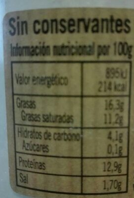 Crema de queso azul nutrition facts table