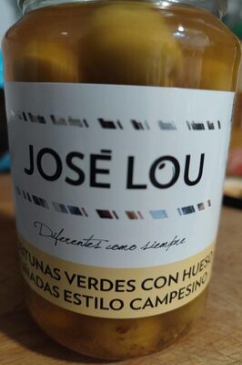 Aceitunas verdes con hueso estilo campesino front packaging