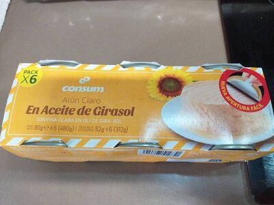 Atún claro en aceite de girasol front packaging