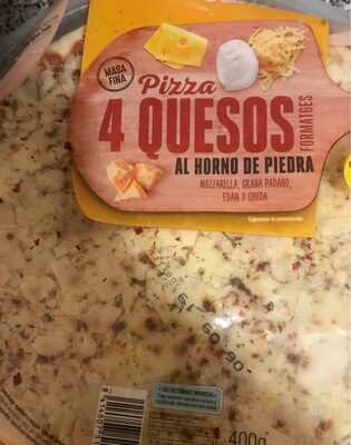 Pizza fresca 4 quesos al horno de piedra