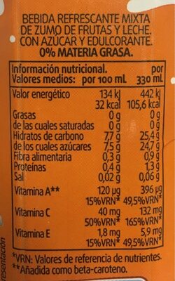 Fruta y leche mediterráneo nutrition facts table