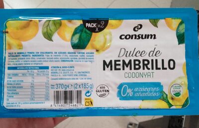 Dulce de membrillo 0% azúcares añadidos front packaging